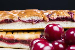 a piece of traditional cherry cake photo