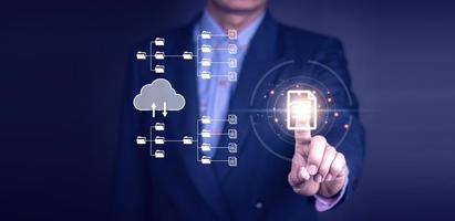 documentation database and process automation to efficiently manage files, knowledge and documentation in enterprise with ERP. Corporate business technology. photo