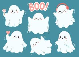 Set of cute ghosts to Halloween party vector illustration