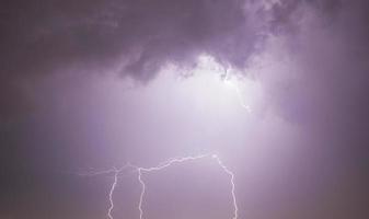 lightning discharge during thunderstorms photo