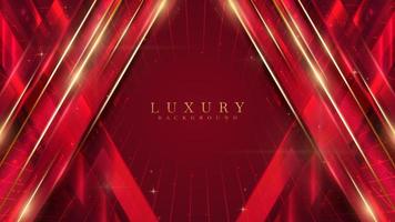 Red luxury background with glitter light effect and bokeh decoration and gold line elements. vector