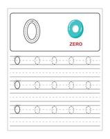 Children's Colorful Alphabet tracing practice worksheets, O is for Zero vector