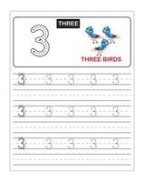 Number tracing for kids, Number 3 vector