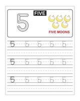 Number tracing for kids, Number 5 vector