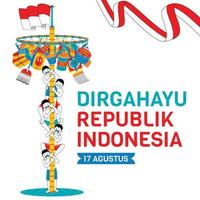 plantilla de redes sociales del día de la independencia de indonesia en estilo de diseño plano vector