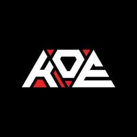 diseño de logotipo de letra triangular koe con forma de triángulo. monograma de diseño del logotipo del triángulo koe. plantilla de logotipo de vector de triángulo koe con color rojo. logo triangular koe logo simple, elegante y lujoso. koe