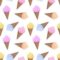 Seamless pattern with ice cream in a cone. vector