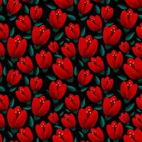 red tulips seamless pattern vector