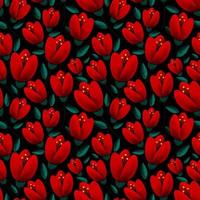 red tulips seamless pattern vector