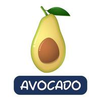 cartoon avocado fruit vector isolated on white background