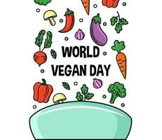 ilustración del día mundial vegano. apto para fondo, banner, telón de fondo, ppt. pasos vectoriales 10 vector