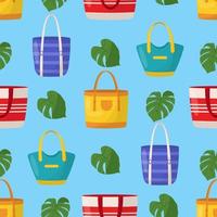 Colorful women's summer bags seamless pattern. Colorful women's shopping bags vector