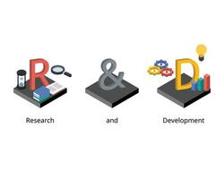 La investigación y el desarrollo incluye actividades que las empresas emprenden para innovar e introducir nuevos productos y servicios. vector