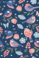 Cute spring birds seamless pattern. Vector graphics.