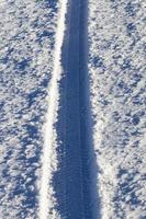 winter road, close up photo