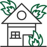 House On Fire Line Two Color vector