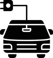 icono de glifo de coche eléctrico vector