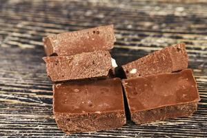 chocolate on a wooden table photo