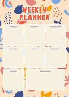 Daily check list planner, note paper, weekly planner, to do list decorated with cute cartoon doodle flowers and botanical illustrations. School scheduler and organizer. Flat vector