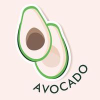 Flat illustration of avocado isolated on background. Simple icon for menu, smoothie recipes. Sticker object vector