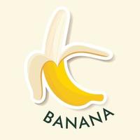 Flat illustration of banana isolated on background. Simple icon for menu, smoothie recipes. Sticker object vector