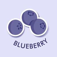 Flat illustration of blueberries isolated on background. Simple icon for menu, smoothie recipes. Sticker object vector
