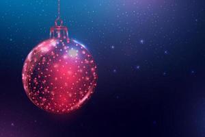 bola de navidad de estructura metálica, estilo low poly. banner para el concepto de navidad o año nuevo con un lugar para una inscripción. vector