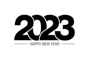 Happy New Year 2023 text design. for Brochure design template, card, banner. Vector illustration. Isolated on white background.