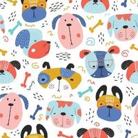 Childish seamless pattern with funny creative dogs. Creative childish texture in scandinavian style. Great for fabric, textile Vector Illustration.