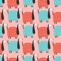 Childish seamless pattern with funny creative dogs. Creative childish texture in scandinavian style. Great for fabric, textile Vector Illustration.