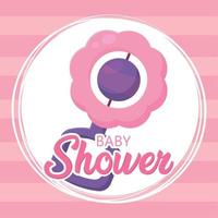 Background pink baby toy shower vector illustration