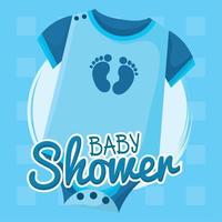 Background blue baby clothes shower vector illustration