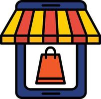 Mobile Store Line Filled vector