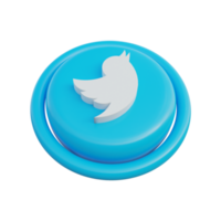 Twitter isométrico de ícones de mídia social 3D