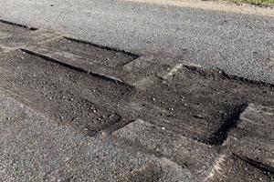 Road repairs, close up photo