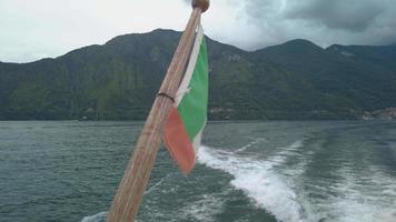Flag waving in the wind Lake Como Italy video