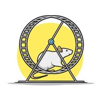 Cute Hamster Running In Running Wheel Cartoon Vector Icon  Illustration. Animal Nature Icon Concept Isolated Premium  Vector. Flat Cartoon Style