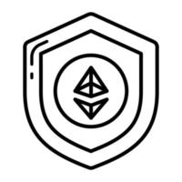 icono de escudo, token no fungible, tecnología digital. vector