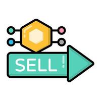 icono de venta, token no fungible, tecnología digital. vector