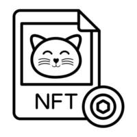 icono de tarjeta nft, token no fungible, tecnología digital. vector