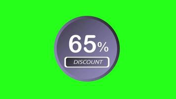 animación de promoción 65 promoción de descuento sesenta y cinco por ciento de descuento pantalla verde video