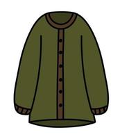 Cozy autumn doodle sweater isolated. Hand drawn warm jacket with buttons. Vector autumn illustration.