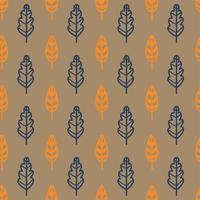Seamless pattern with doodle leaves. Vector hand drawn autumn print. Textile seasonal background.