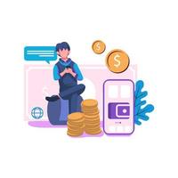 Digital wallet flat style illustration vector design