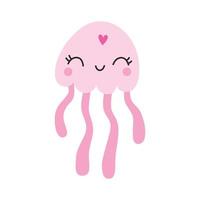 Cute pink jellyfish. Vector childish illustration