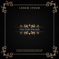 Elegant gold frame floral border template vector