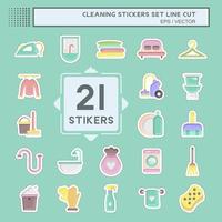 Sticker line cut Set Cleaning. suitable for Kids symbol. simple design editable. design template vector. simple illustration vector