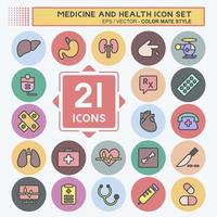 Icon Set Medicine and Health. suitable for education symbol. color mate style. simple design editable. design template vector. simple illustration vector