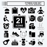 conjunto de iconos de fitness. adecuado para símbolo saludable. estilo de glifo. diseño simple editable. vector de plantilla de diseño. ilustración sencilla