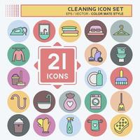 Icon Set Cleaning. suitable for Kids symbol. color mate style. simple design editable. design template vector. simple illustration vector